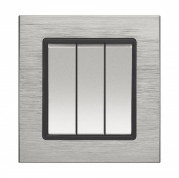 Выключатель трехклавишный Vesta-Electric Exclusive Silver Metallic серебро FVK050306STA