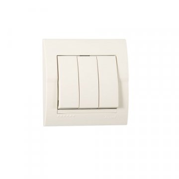 Выключатель тройной Lezard Deriy кремовый 702-0303-109