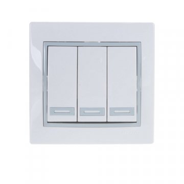 Выключатель тройной Lezard Mira белый с серой вставкой 701-0215-109