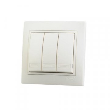 Выключатель тройной Lezard Mira кремовый со вставкой 701-0303-109