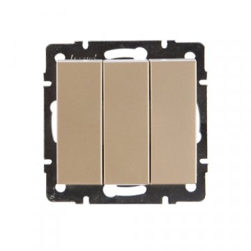 Выключатель тройной Lezard Rain белый жемчуг 703-3088-109