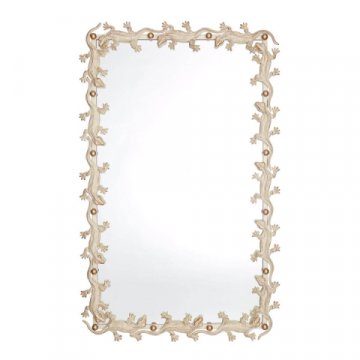 Зеркало Runden Ящерицы белый/золото прямоугольное V20013