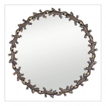 Зеркало Runden Ящерицы патина/золото круглое V20010