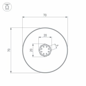Встраиваемый профиль SL-ROUND-D70-360deg-2000 ANOD 037770