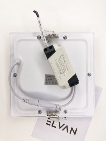 Встраиваемый светодиодный светильник Elvan VLS-102SQ-12W-WW-Wh