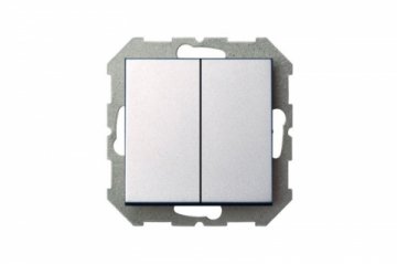 Выключатель двухклавишный Liregus Epsilon серебро 28-173