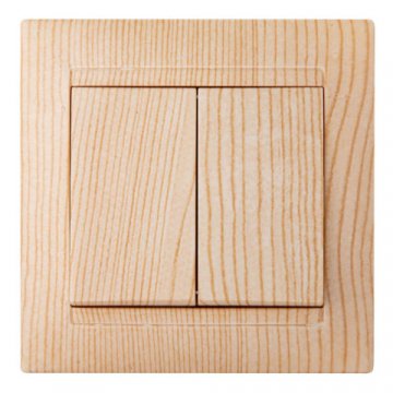 Выключатель двухклавишный TDM Electric Лама 10А 250V с подсветкой сосна SQ1815-0302