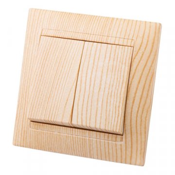 Выключатель двухклавишный TDM Electric Лама 10А 250V с подсветкой сосна SQ1815-0302