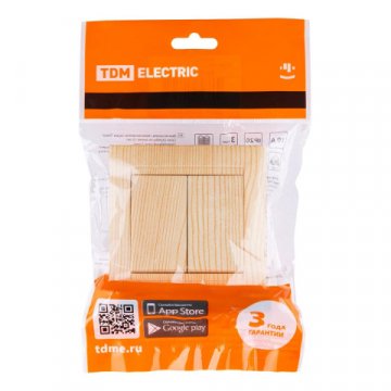 Выключатель двухклавишный TDM Electric Лама 10А 250V с подсветкой сосна SQ1815-0302