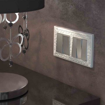 Выключатель двухклавишный Werkel (cеребряный рифленый) W1122009 4690389159626