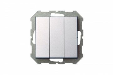 Выключатель трехклавишный Liregus Epsilon серебро 28-174