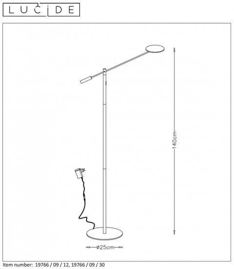 Торшер Lucide Anselmo 19766/09/12