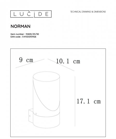 Уличный настенный светильник Lucide Norman 15805/01/30