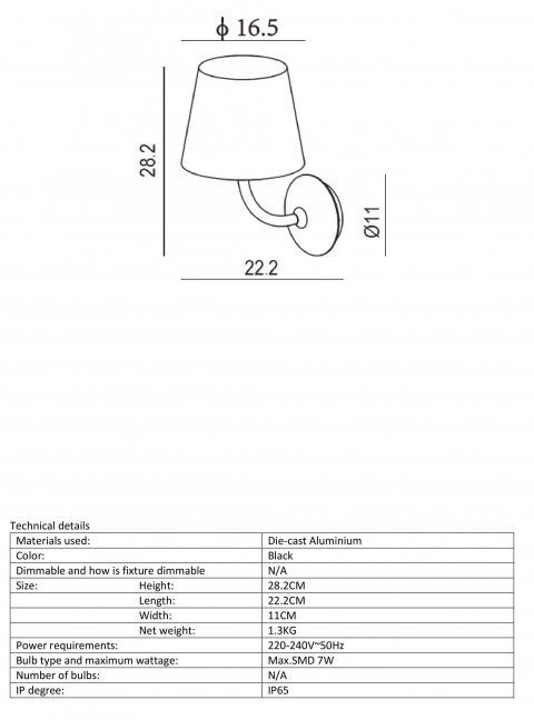 Уличный настенный светодиодный светильник Lucide Justin 27888/07/30