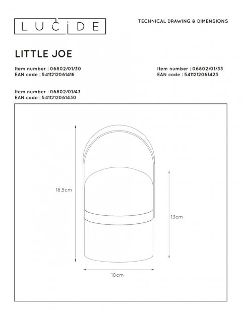 Уличный светодиодный светильник Lucide Little Joe 06802/01/33
