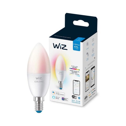Лампа светодиодная диммируемая WiZ E14 4,9W RGB+CCT матовая Wi-Fi BLE 40WC37E14922-65RGB1PF/6 929002448802
