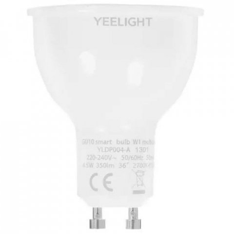 Лампа светодиодная диммируемая Yeelight GU10 4,8W 2700K прозрачная YLDP004