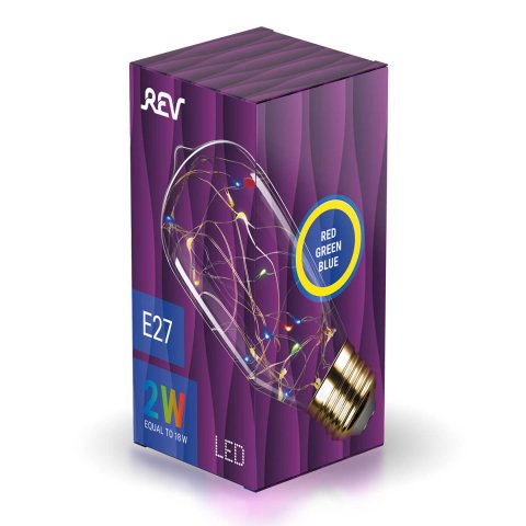 Лампа светодиодная REV VINTAGE RGB Starry ST64 E27 DECO Premium груша 32447 8
