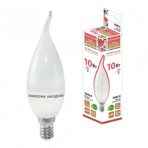 Лампа светодиодная TDM Electric Народная Е14 10W 3000K матовая SQ0340-1598