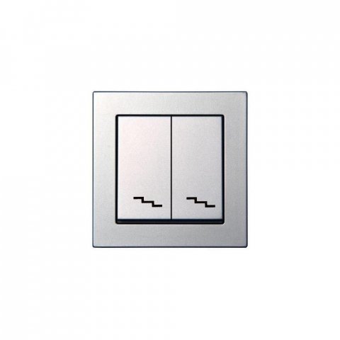 Переключатель двухклавишный Liregus серебро 28-179