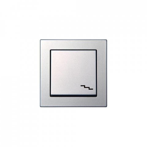 Переключатель одноклавишный Liregus Epsilon серебро 28-177