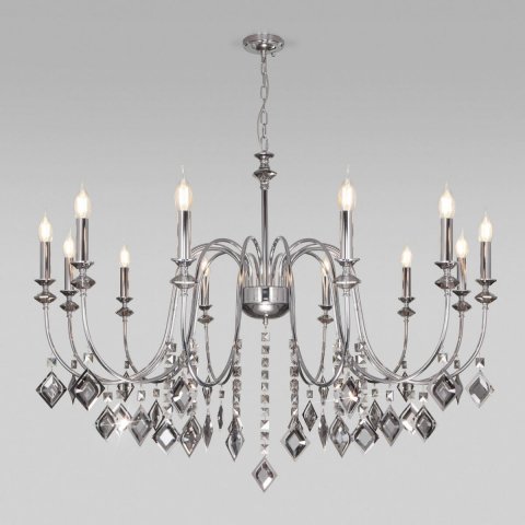 Подвесная люстра Eurosvet Telao 10120/12 хром/дымчатый хрусталь Strotskis Smart