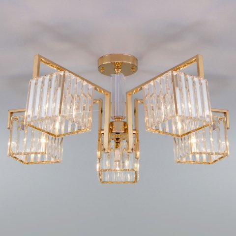 Потолочная люстра Eurosvet April 10126/5 золото/прозрачный хрусталь Strotskis Smart