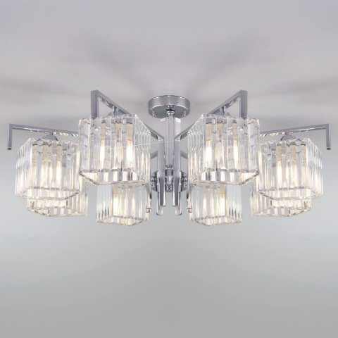 Потолочная люстра Eurosvet April 10126/8 хром/прозрачный хрусталь Strotskis Smart