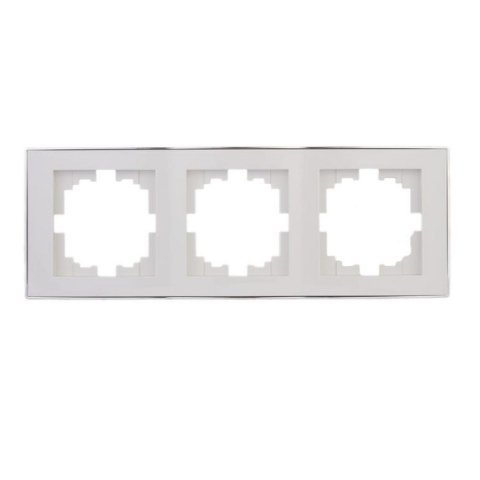 Рамка 3-ая горизонтальная Lezard Rain белая с бок. вст. хром 703-0225-148