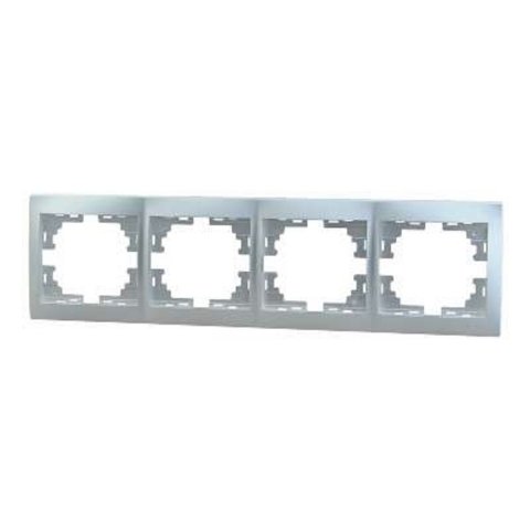 Рамка 4-ая горизонтальная Lezard Mira серебро 701-1000-149