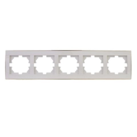 Рамка 5-ая горизонтальная Lezard Rain белая с бок. вст. золото 703-0226-150