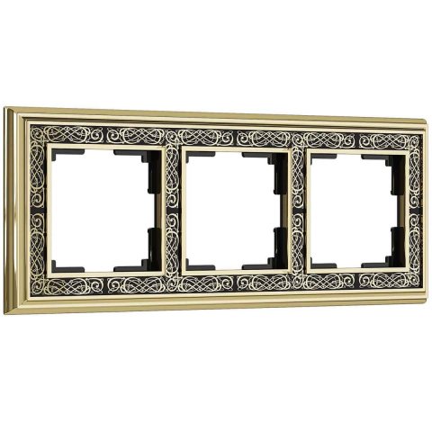 Рамка на 3 поста золото/черный Werkel W0031430 4690389159411