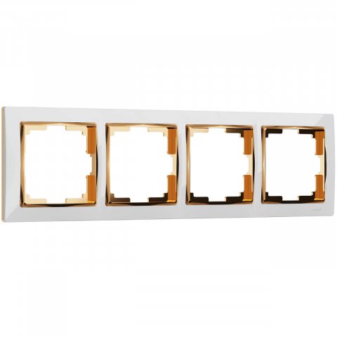 Рамка на 4 поста Werkel Snabb белый/золото W0041933 4690389160936