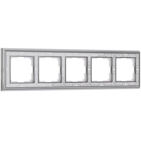 Рамка Werkel на 5 постов Palacio Gracia хром/белый W0051431 4690389159480