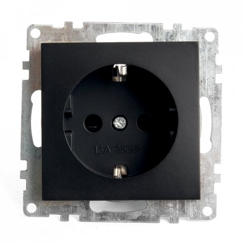 Розетка 1-местная Stekker Катрин GLS16-7110-05 черный 39610