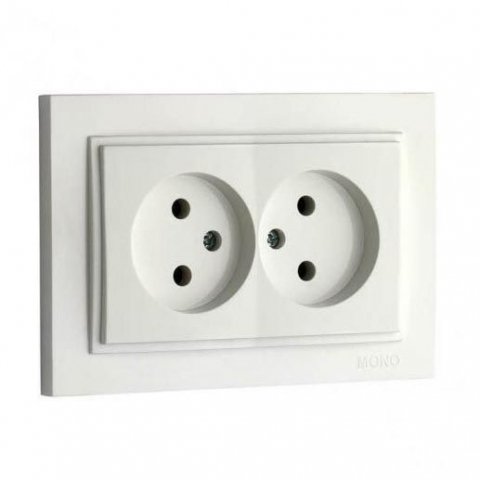 Розетка 2К двойная Mono Electric Despina 16A 250V винтовое подключение жемчуг 102-252505-121