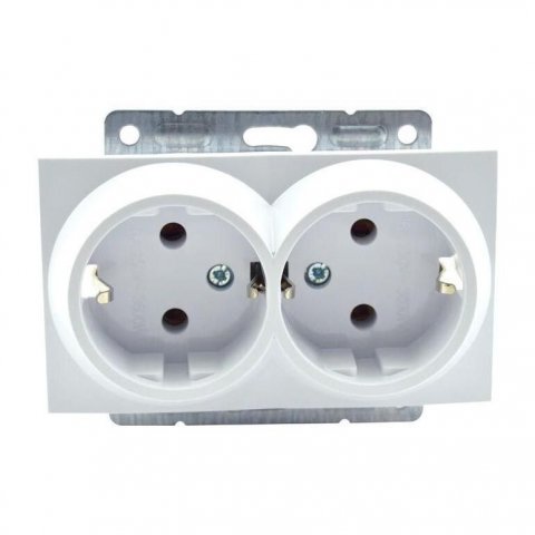 Розетка 2К+З двойная Mono Electric Despina/ Larissa 16A 250V винтовое подключение слоновая кость 500-000104-120