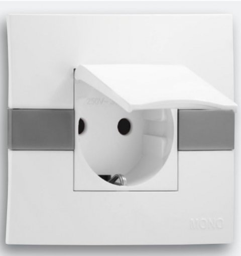 Розетка 2К+З Mono Electric Eсо 16A 250V с крышкой винтовое подключение белый 101-010107-118