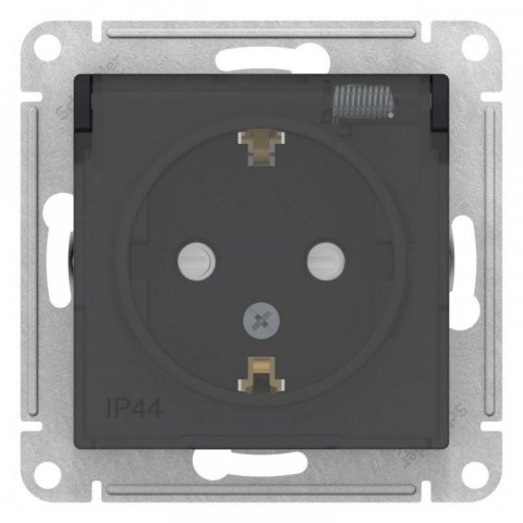 Розетка 2К+З Schneider Electric AtlasDesign 16A 250V со шторками и крышкой карбон ATN441046