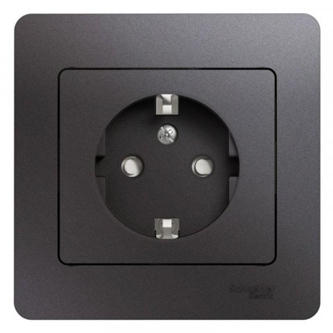 Розетка 2К+З Schneider Electric Glossa 16A 250V со шторками графит GSL001344