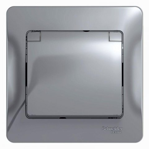 Розетка 2К+З Schneider Electric Glossa 16A 250V со шторками и крышкой алюминий GSL000346