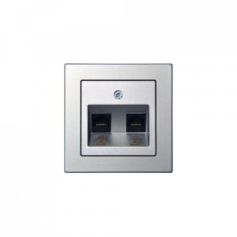 Розетка 2хRJ45 Liregus Epsilon серебро 28-1855