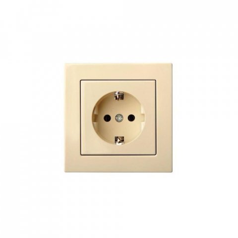 Розетка 2P+E Liregus Epsilon бежевый 28-0661