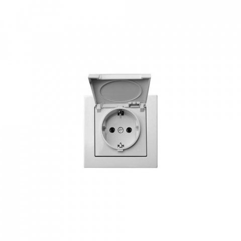 Розетка 2P+E Liregus Epsilon с крышкой белый 28-019