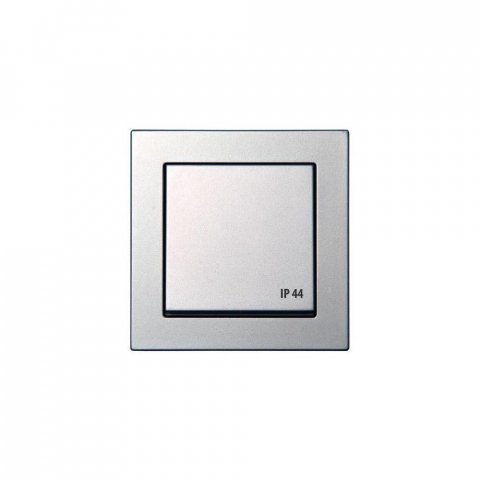 Розетка 2P+E Liregus Epsilon с крышкой серебро 28-1765