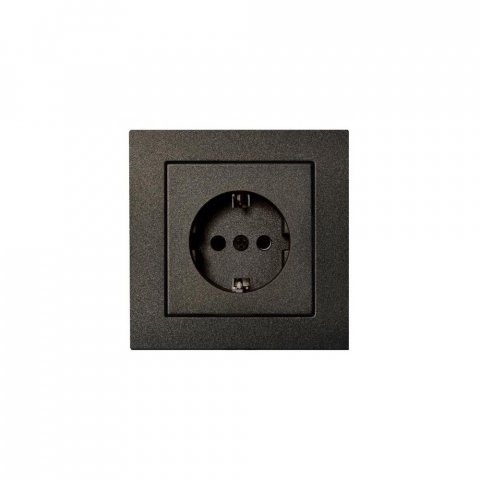 Розетка 2P+E Liregus Epsilon со шторками антрацит 28-1067