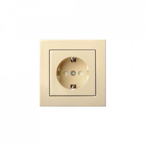 Розетка 2P+E Liregus Epsilon со шторками бежевый 28-0663