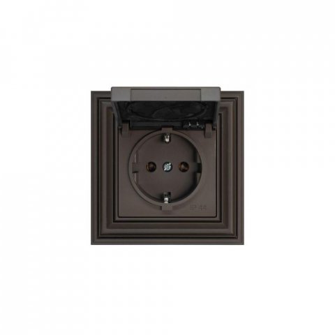 Розетка 2P+E Liregus Retro с крышкой коричневый омбре 29-023