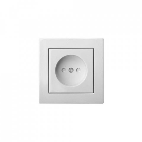 Розетка 2P Liregus Epsilon со шторками белый 28-017