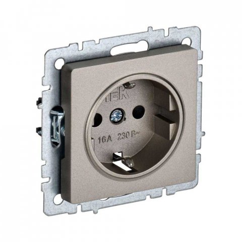 Розетка 2P+PE IEK Brite со шторками шампань BR-R14-16-K37